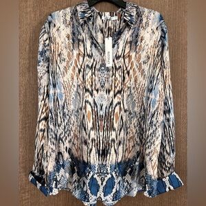 Chico's Women's Snake Print Blouse - Blue and Brown